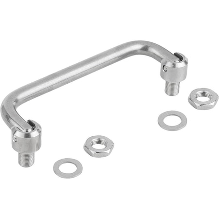 Kipp Pull Handle Fold-Down L=198 Stainless Steel, Semi-Gloss Vibratory, A=180, D=M10X1 K0218.1803